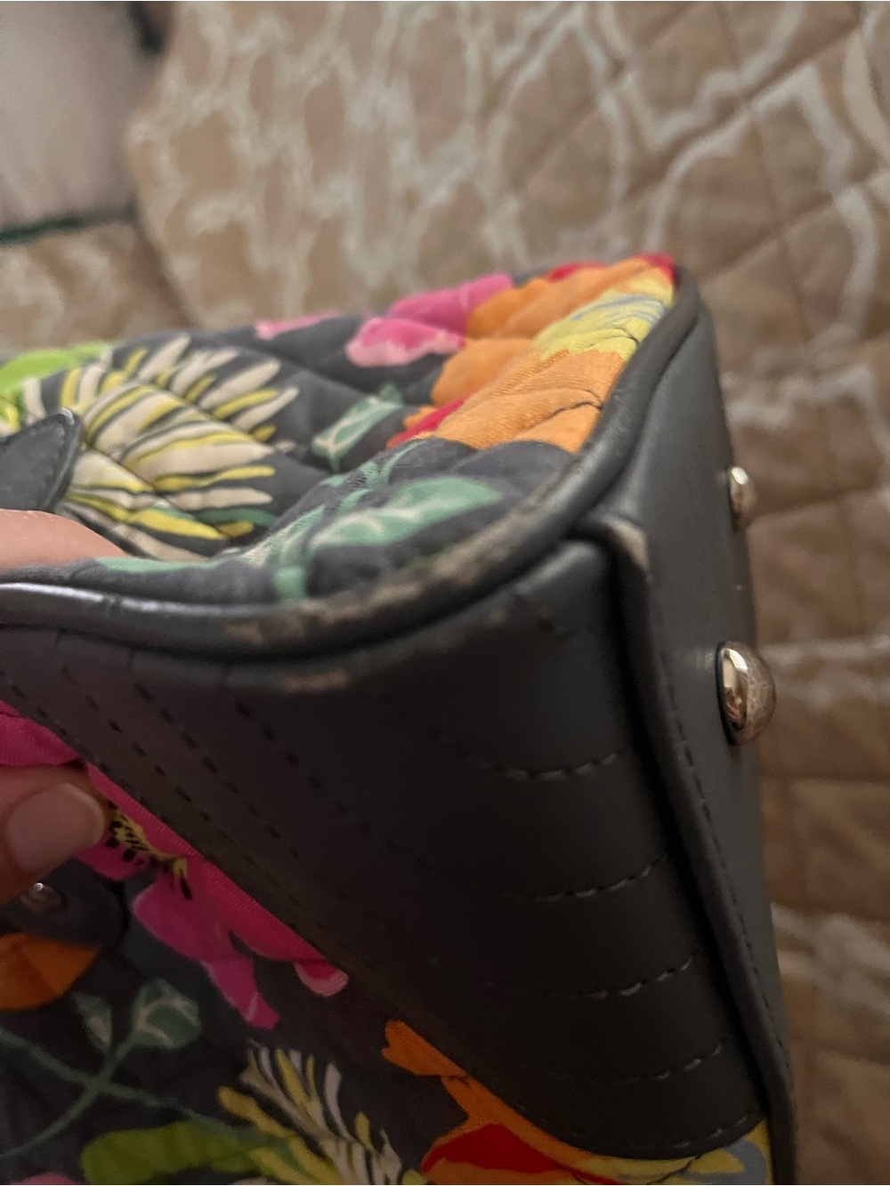 Vera Bradley Black Floral Satchel Bag - Picture 5 of 6